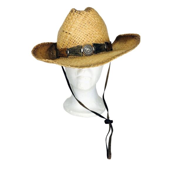 Monte Carlo Straw Raffia Bullhide Hat Co Western Rockabilly Boho Cowboy Size XL main image 9